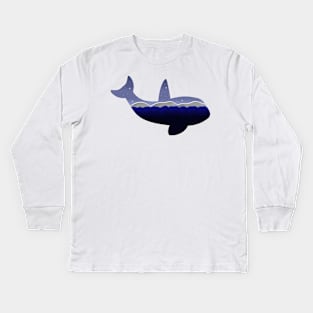 Killer Whale Silhouette w/ Arctic Scene Kids Long Sleeve T-Shirt